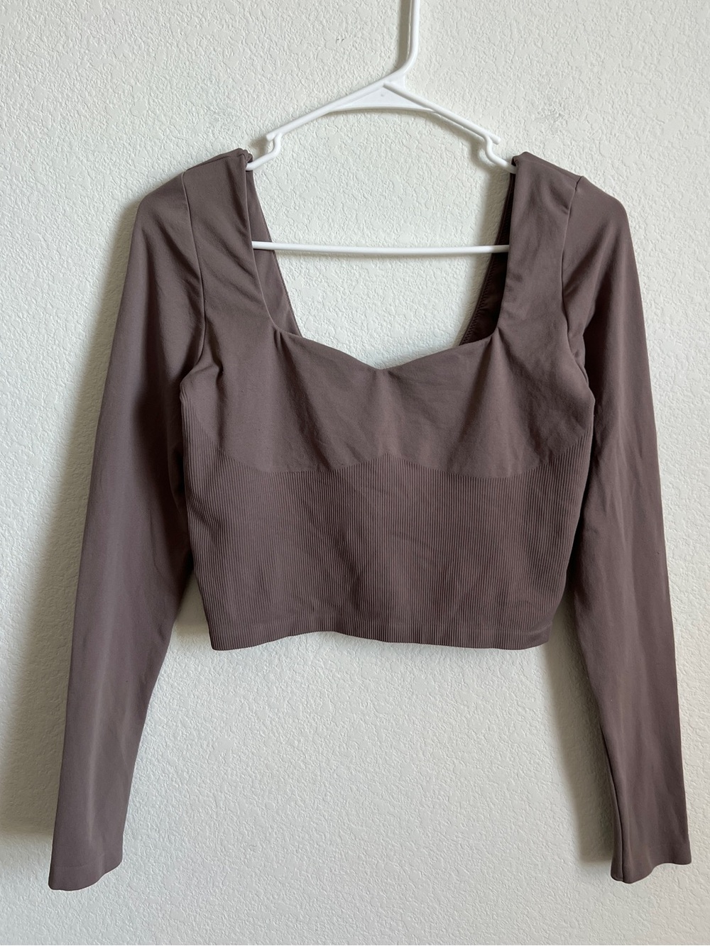 Pink Victoria’s Secret Long Sleeve Square Neck Crop Top - nude Brown